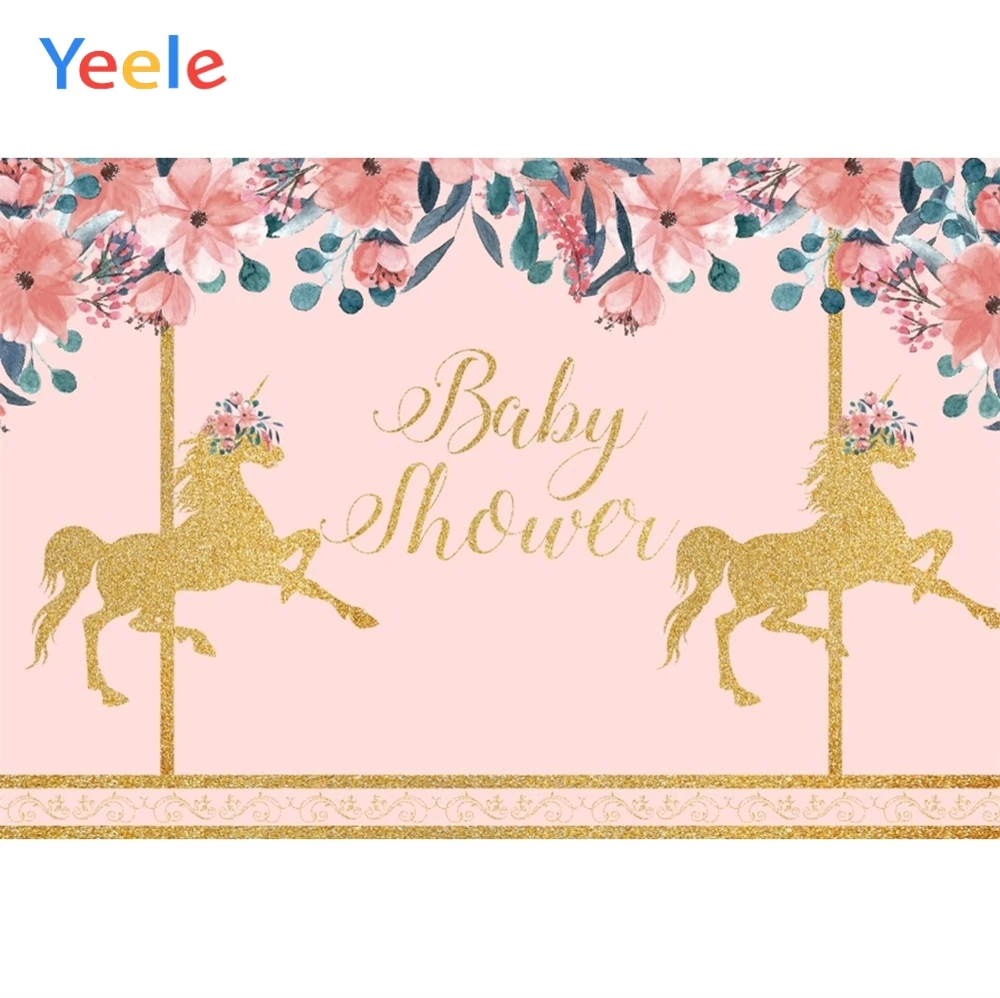 Фоны для фотосъемки Yeele с изображением цветов качающейся лошади детского дня