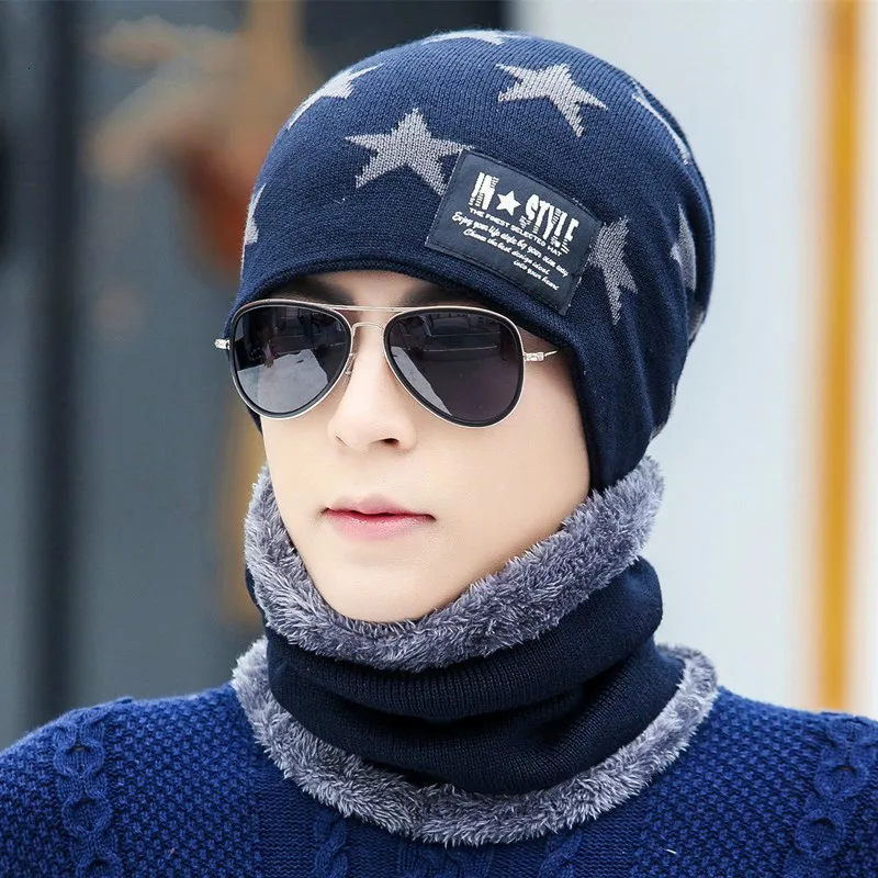 Зимние шапки для мужчин Skullies Beanie шапка зимняя шапка женский шерстяной шарф шапка s набор Детская Балаклава маска Knitted шапка вязаная шапка