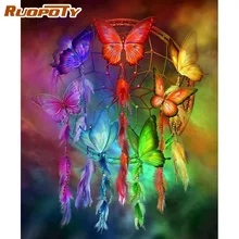 

RUOPOTY 60x75cm Frame DIY Painting By Number Kits Colorful Butterfly Wall Art Picture By Numbers Handpainted For Home Artcraft