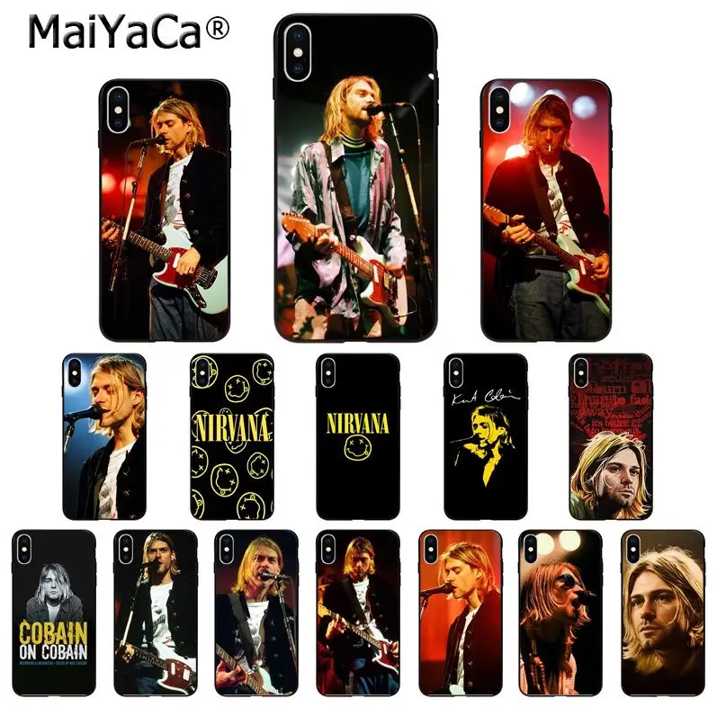 Мягкий силиконовый чехол для телефона MaiYaCa Nirvana Курта Кобейна из ТПУ iPhone X XS MAX 6 6S 7