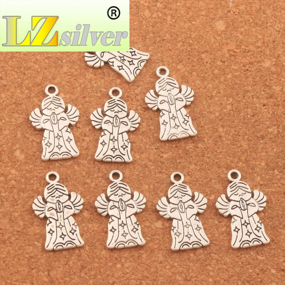 Prayer Angel With Wings Charm Beads 24.2x15mm 200PCS Zinc Alloy Pendants Jewelry DIY L221