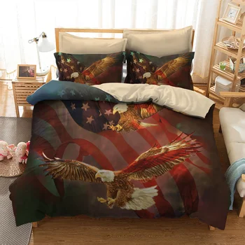 

3D animal printing bedding sets red background the eagle is flying printing fashion trand soft bedding sets