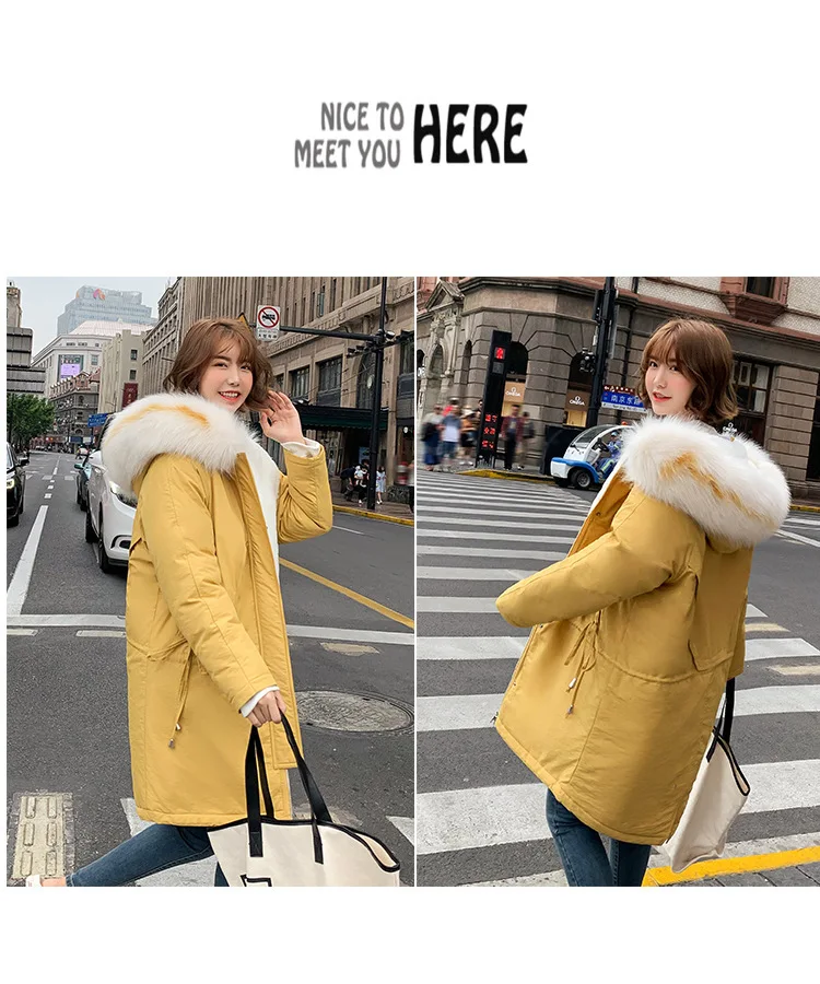 Winter Women Down Cotton Coat Jacket Long Park Long Style New Winter Jacket Loose Jacket Big Wool Collar Jacket