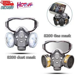 Masque à gaz avec filtres, 8200, lunettes de protection au charbon actif pour le travail, pour peinture en aérosol, Pesticide, décoration au formaldéhyde 