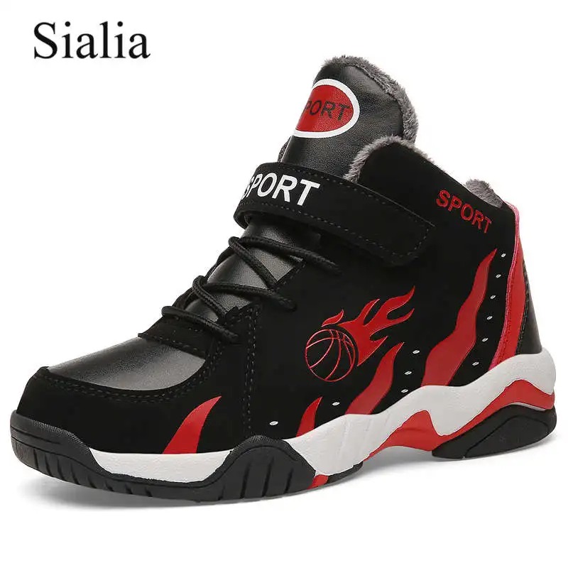 Baratos Sialia invierno niños zapatos para niños zapatillas deporte niños zapatos niñas zapatillas calientes de felpa al aire libre escuela baloncesto calzado