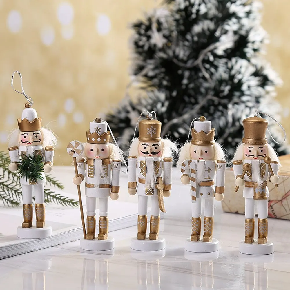 5 PCS/Set Nutcracker Puppet Christmas Figure Model Home Office Decor