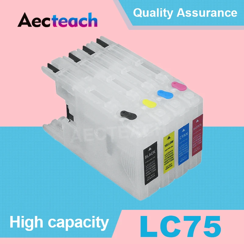 Aecteach LC75 LC12 LC71 LC73 LC40 LC400 LC1220 LC1240 заправляемые чернильные картриджи для Brother DCP-J525N J540N