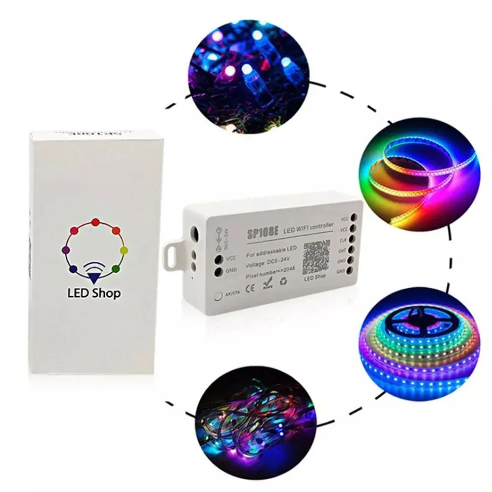 

WIFI Controller SP108E Smart APP Wireless Control WS2811 WS2812B WS2813 WS2815 SK6812LED Strip Module Light DC5-24V