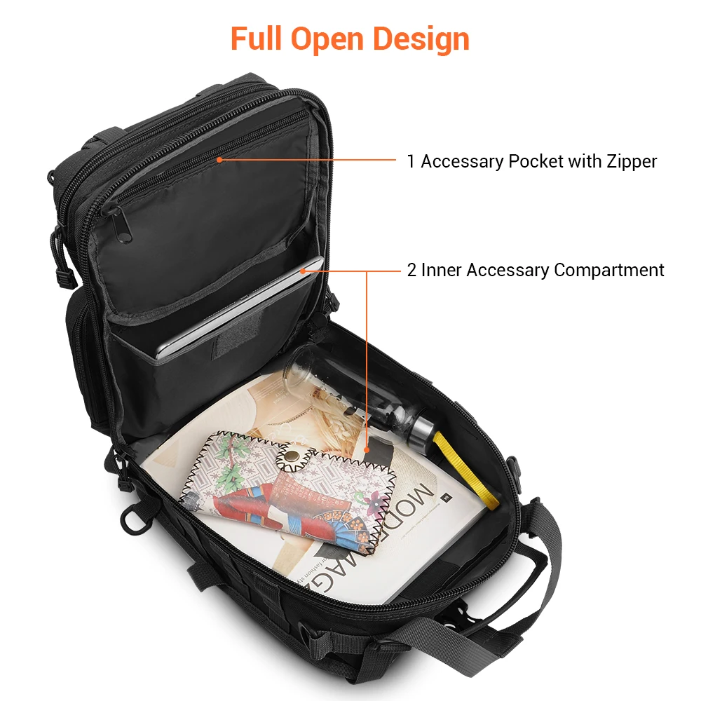  20L Tactical Assault Pack Military Sling Backpack Army Molle Waterproof EDC Rucksack Bag for Outdoo