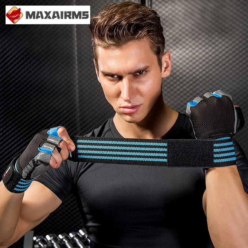 Maxairms Дышащие Перчатки для фитнеса, перчатки с открытой спинкой, перчатки для занятий тяжелой атлетикой, тренировочные гантели для кроссфита, аксессуары для бодибилдинга