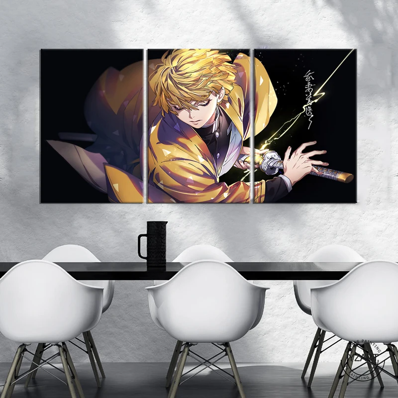 

3pcs Zenitsu Agatsuma Demon Slayer HD Anime Poster Artwork Cavnas Art Wall Painting for Home Decor-NO FRAME