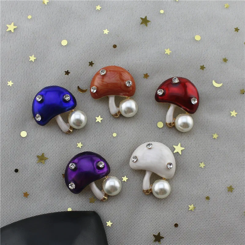 

New Fashion Multi-color Drop Mushroom Brooch Women Wedding Rhinestone Hat Backpack Accessories Lovers jewelry Clothing Jewelry