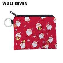 WULI семь Санта Клаус Печать портмоне водонепроницаемый карты ключ сумка маленькая молния мультфильм милый конфеты хранения монет мешок