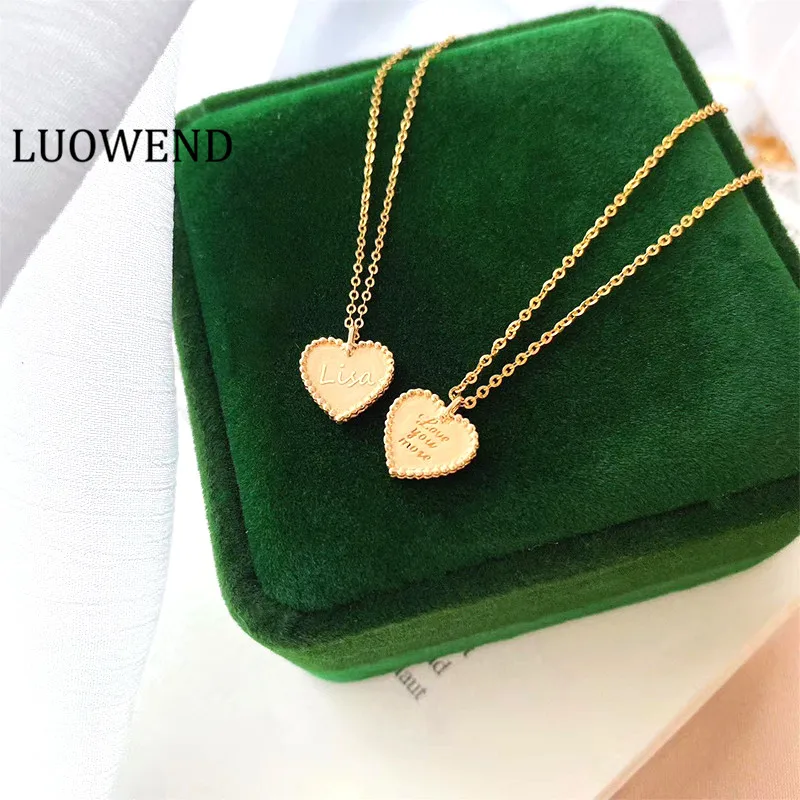 LUOWEND 100% 18K Yellow Gold Necklace Women Engagement Necklace ...