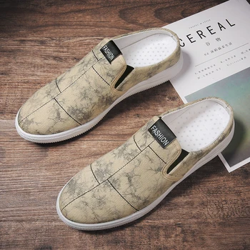 

Popular Summer Flats Shoes for Men Wearable Canvas Man Half Slippers Rubber Men Slip On Canvas Shoe Fashion Men Casual Sneakers