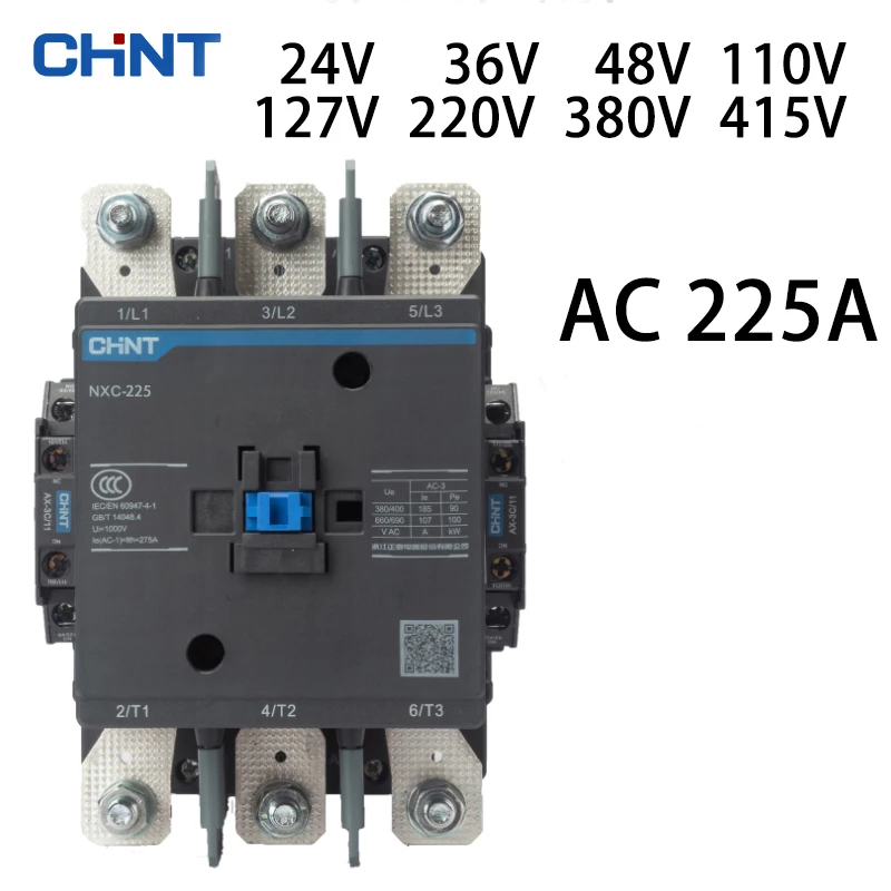 

CHINT NXC-160 185 225 contactor 225A AC 24V 36V 48V 110V 127V 220V 380V 415V voltage is optional Kunlun series products