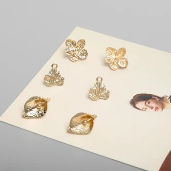 

6pcs South Korea's same retro maple leaf calla hydrangea alloy earrings DIY handmade jewelry earrings accessories materials