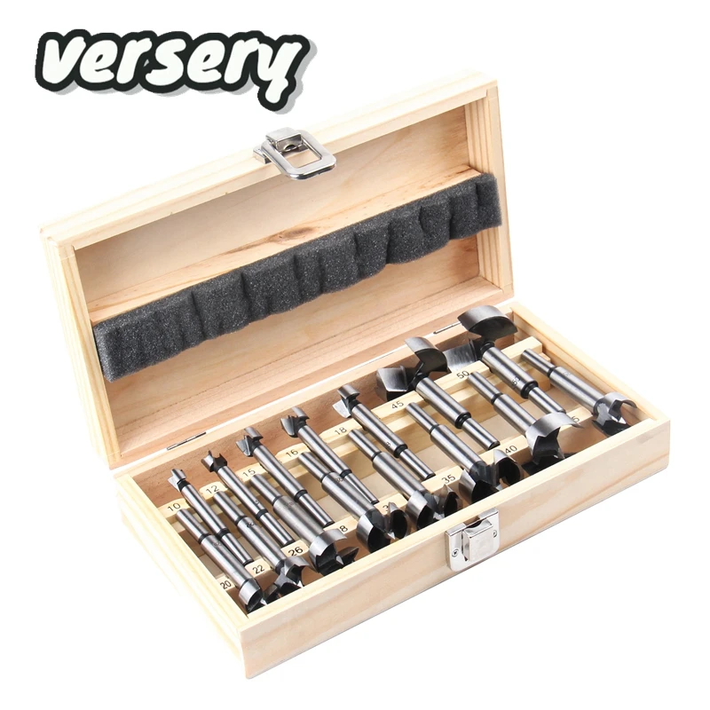 10pcs 14 50mm Forstner Drill Bit Set Flat Wood Drilling Woodworking Tool Hole Cutting Tools