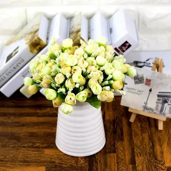 

Simulation Small Roses Bud Crepe Plastic Bouquet Christmas Artificial Tea Flower Bunch DIY Home Decor Fake Plant Desk Ornament