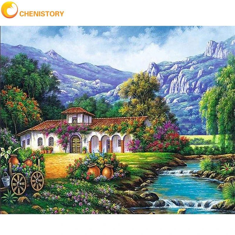 CHENISTORY DIY Painting By Numbers Wonderland Kits Landscape Picture Acrylic Paint On Canvas Handpainted For Home Art | Дом и сад