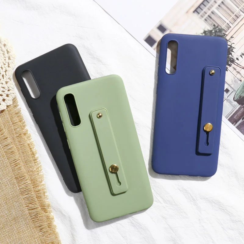 

Candy Wrist Strap Case For Samsung A50 A70 A90 A20s A60 A20e A2 A10 A40 A9 A750 A6 A730 A720 A520 A30 Stand Ring Protect Cover