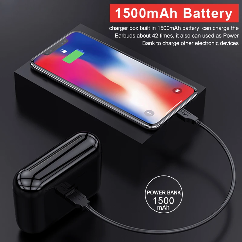Q32 TWS Bluetooth наушники беспроводные наушники мини HiFi бас стерео с микрофоном Автоматическая пара 1500 мАч Зарядное устройство Чехол