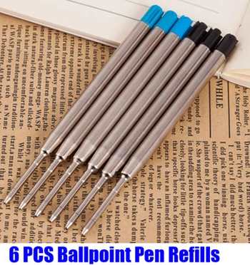 6 Ballpoint Refills Классический дизайн, Самозащита, металлическая шариковая ручка, хорошее качество, окна, деловая письменная ручка - Цвет: 6 Ballpoint Refills
