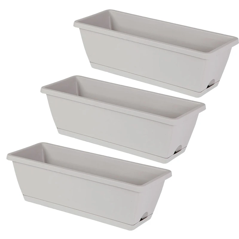 3 Packs Self Watering Planters Rectangular Plant Pot Modern Decorative Flower Pot/Window Box for All House Plants | Дом и сад