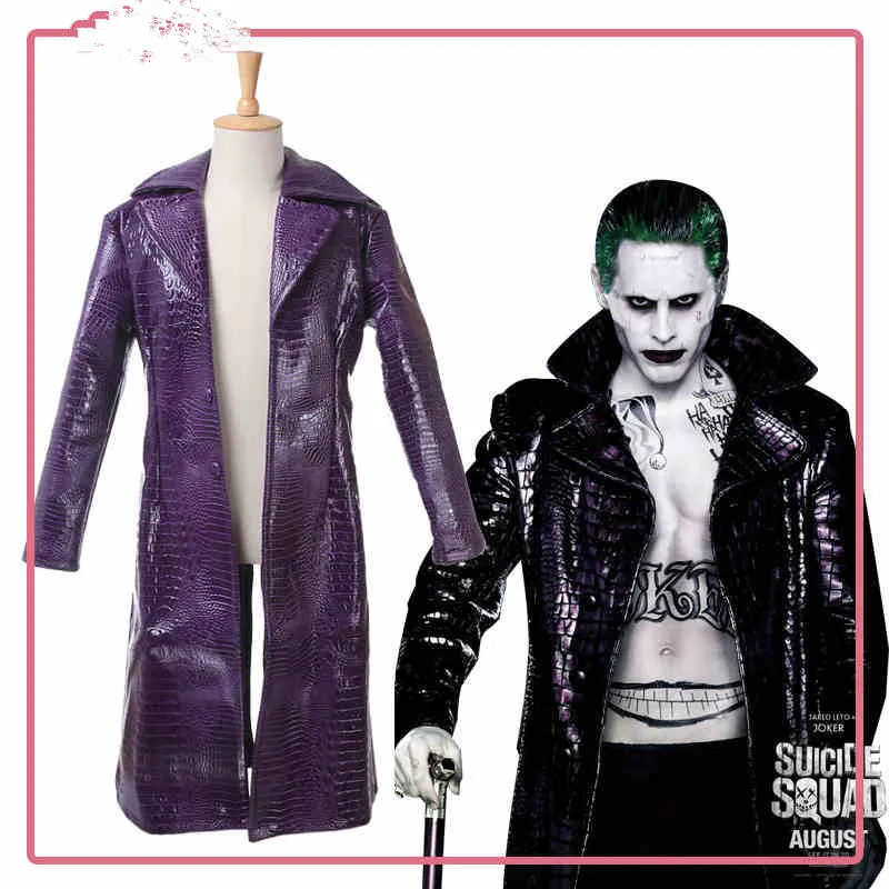 Jared Leto костюм Джокера отряд самоубийц Хэллоуин косплей пальто на заказ|Костюмы