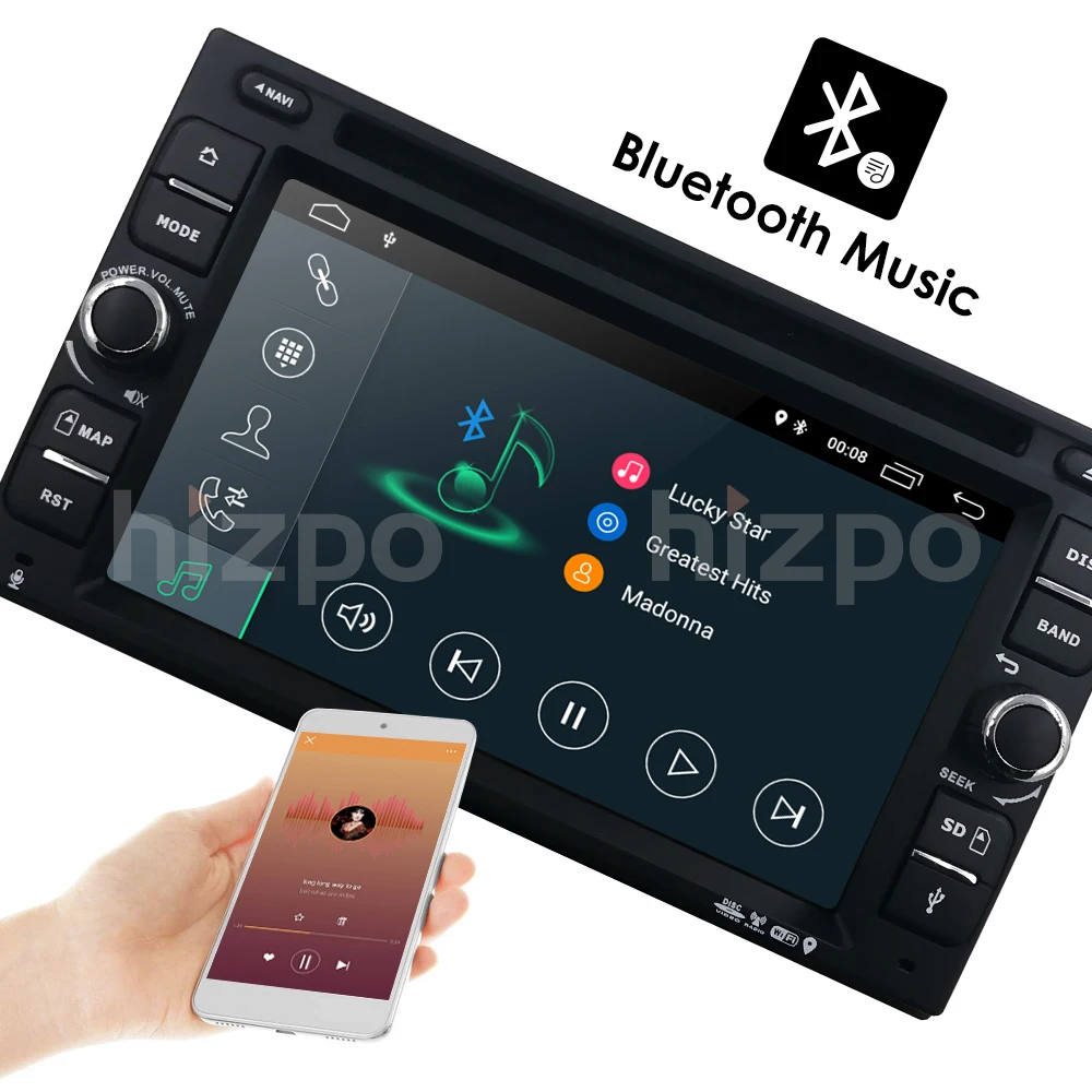 Top Hizpo 6.2 inch QUAD CORE 2DIN Car Navgation Radio For Universal Radio Nissan Mirror Link Steering Wheel Control GPS 1080P RDS EQ 9