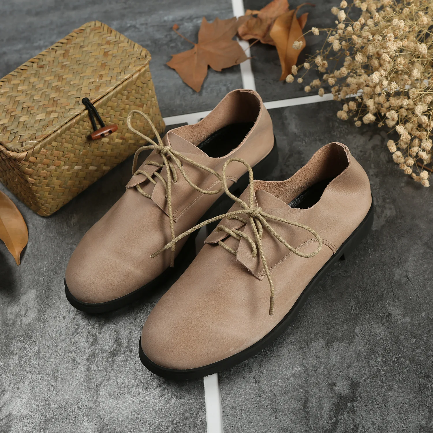 

Mori Girl Spring 2019 New Style Retro Handmade WOMEN'S Shoes Literature And Art Shoes round-Toe Casual Shoes Guangzhou