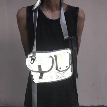 

Reflective Tactical Chest Rig Bag Unisex Chest Bags Streetwear Adjustable Hip Hop Bag Function Tooling Men Vest Pack Kanye West