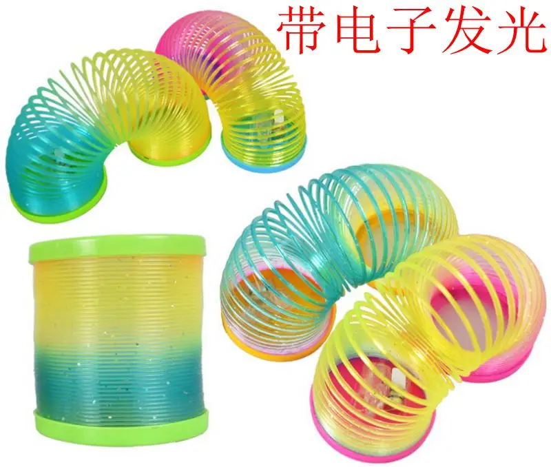 Elasticity Ring-pull Circle Magic Plastic Lap Coil Toy Night Light Large Size Rainbow 3-Year-Old Unisex