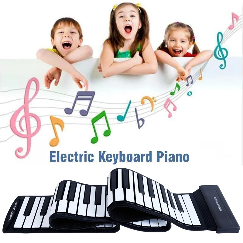 

Portable Electronic Hand Roll Piano Flexible Roll up Keyboard Silicone Piano FDX99