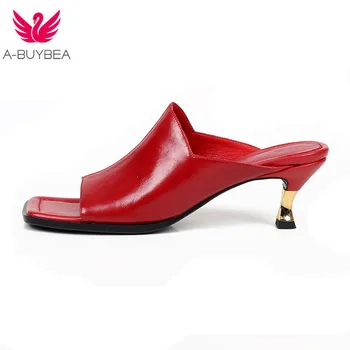 

Sheepskin Slippers Women Strange Heels Womens Summer Shoes Slip-on Mules Ladies Outside Casual Shoes Slides Zapatos De Mujer