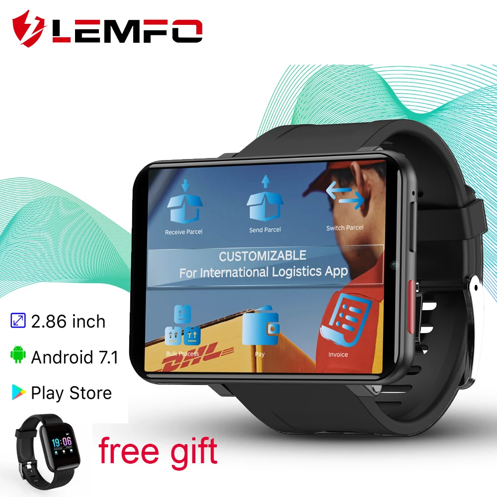 LEMFO LEMT 4G Смарт-часы мужские Android 7,1 3 ГБ+ 32 ГБ 2,86 дюймов экран sim-карта gps WiFi 2700 мАч батарея смарт-часы с бесплатным подарком