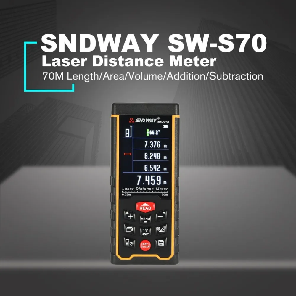 SNDWAY 70 м SW-S70 ручной лазерный измеритель расстояния дальномер trena Лазерная Лента измерительный инструмент дальномер