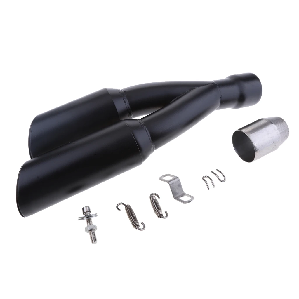 36-51mm Black Double Dual Outlet Exhaust Muffler Pipe GP Motorcycle Silencer