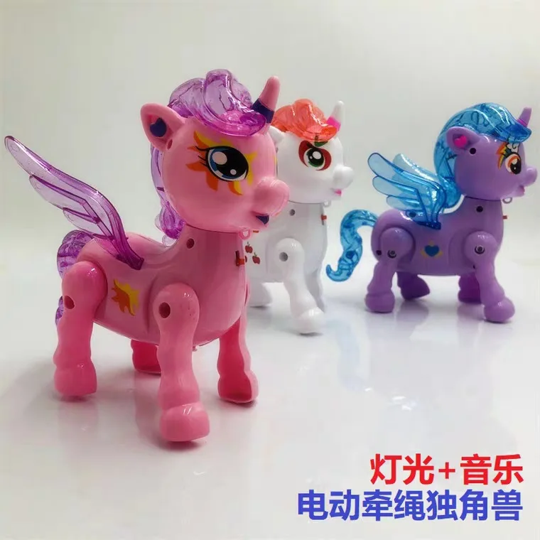 Douyin Стиль Знаменитостей электрическая игрушка для собак поводок Копилка светящаяся музыка Единорог детская игрушка стойло горячая Распродажа щенок