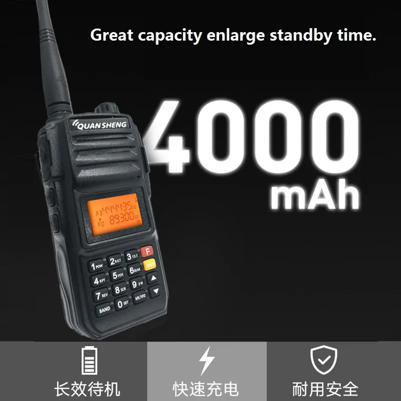 2 предмета в комплекте, QUANSHENG, TG-UV2 плюс иди и болтай Walkie Talkie 10 Вт 4000 мА-ч Дальность радиочастотный трансивер UHF 5 полос полиции сканер Любительское радио, Си-Би радиосвязь станция 200CH