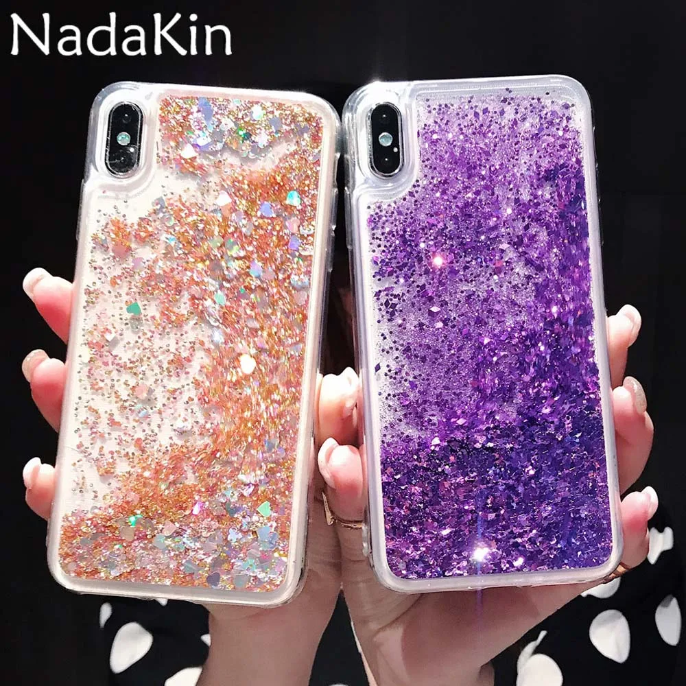 

Luxury Glitter Quicksand TPU Phone Case Shell for iPhone X XS MAX XR 6 6S 7 8 Plus 5 5S SE Plain Soft Clear Liquid Sand Cover