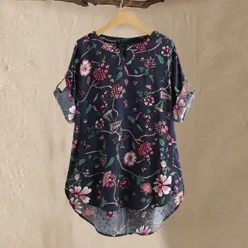 

2020 ZANZEA Fashion Printed Tops Women's Floral Blouse 2Summer Cotton Blusas Female 3/4 Sleeve Tunic Asymmetrical Tops Oversized