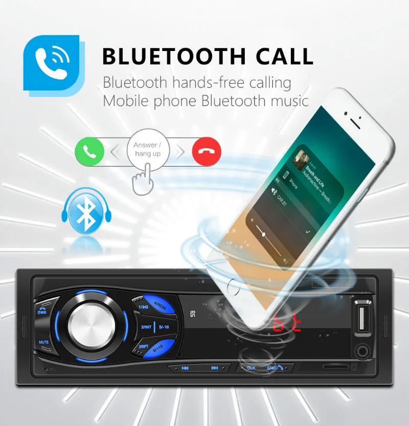 ESSGOO – Autoradio MP3, lecteur multimédia, 1 Din, DAB + RDS AM FM, stéréo,  7 couleurs, boutons, Bluetooth, Audio Central pour voiture - AliExpress