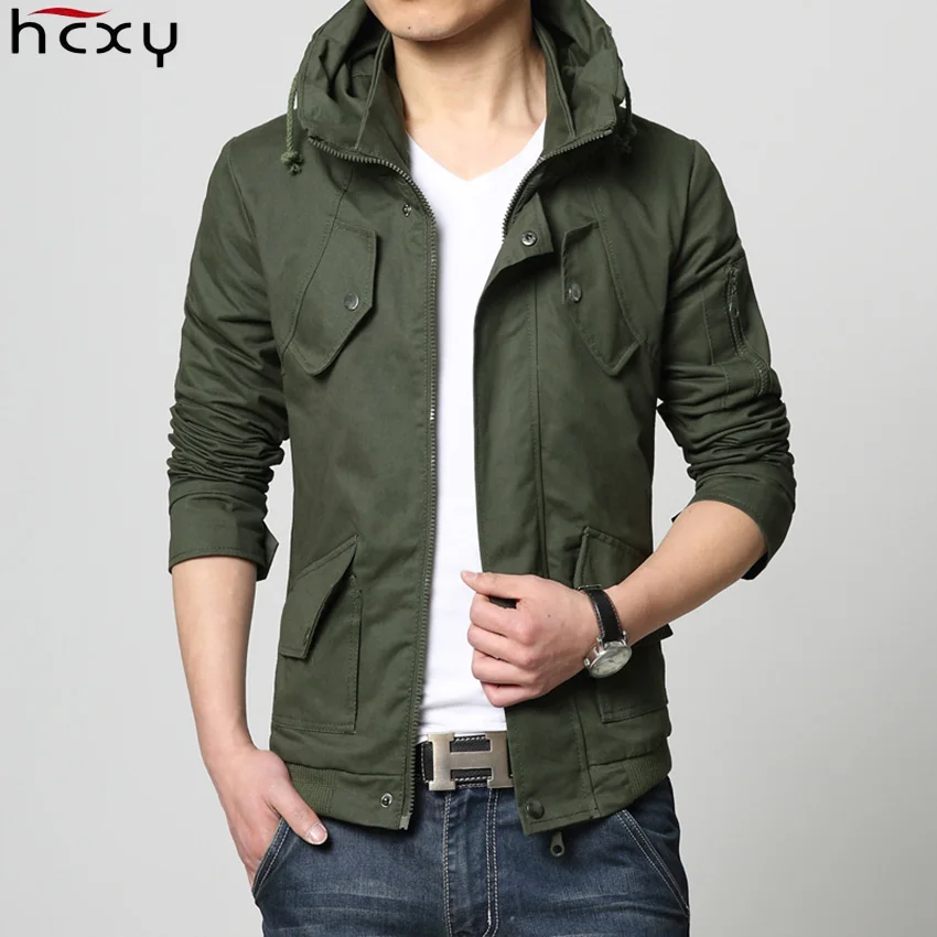 

HCXY 2019 Men's Jackets Coats Spring Autumn Men Outwear Casual Coat Full Cotton Breathable Slim Fit Standing collar Elegent