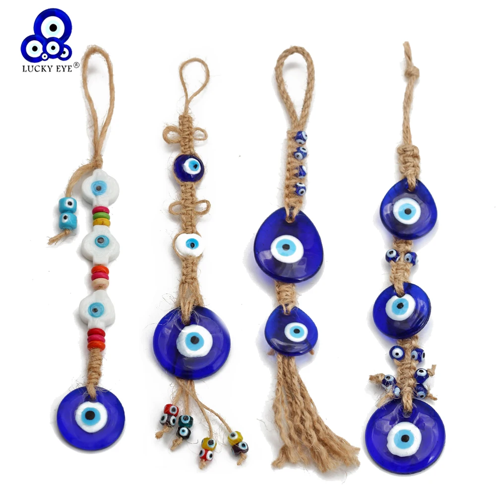 FREE SHIPPING Turkish Blue Evil Eye Beads Lucky Crystal Keychain Pack of 3 