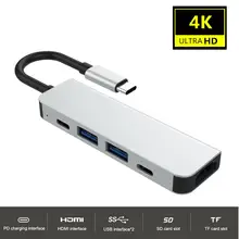 Концентратор USB Type C HDMI 4K30Hz конвертер PD зарядка 87 Вт USB3.0* 2 TF SD карта reade RJ45(1000bps) адаптер для macbook xiaomi huawei
