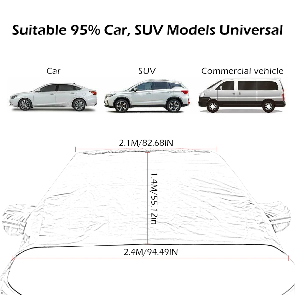Автомобильный чехол на экран с магнитным окошком для внедорожника, защита от снега, солнца, мороза, льда, пыли, с двумя зеркальными чехлами