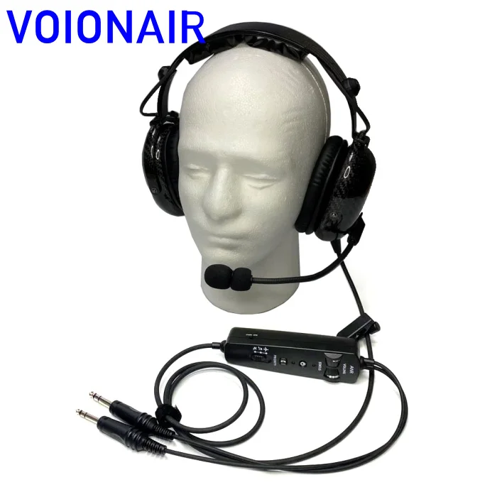 VOIONAIR Carbon Fiber Pilot Headset ANR Aviation Headset Electret