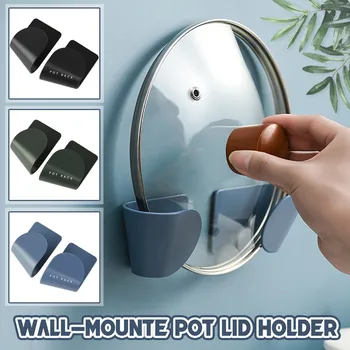 

Pot Lid Holder Unperforated Pan Wall Mounted Storage Rack Holder Kitchen Gadget Organizer Holders Accessories