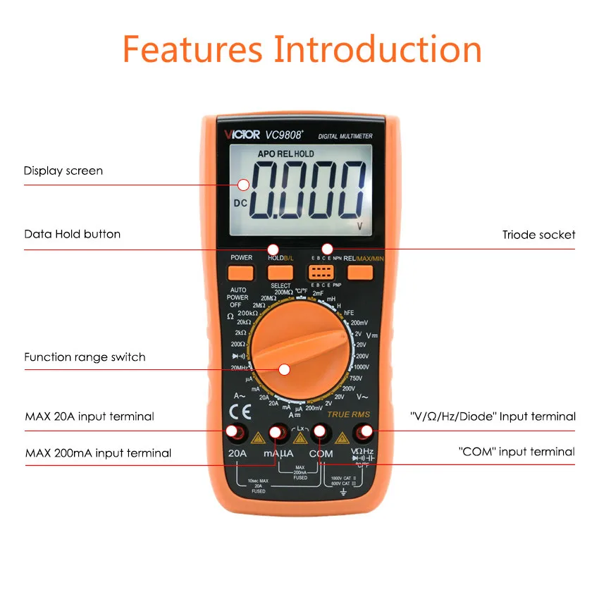 Kopen Ruoshui Multimeter 9808 + Hoge Precisie Digitale 2000 Uf Capacimeter 10 Mhz Frequentie Temperatuur En Inductie Meten Met Lcr